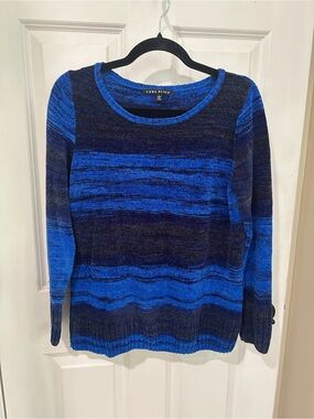 Casual Crewneck Sweater - Bright Blue Striped Knit